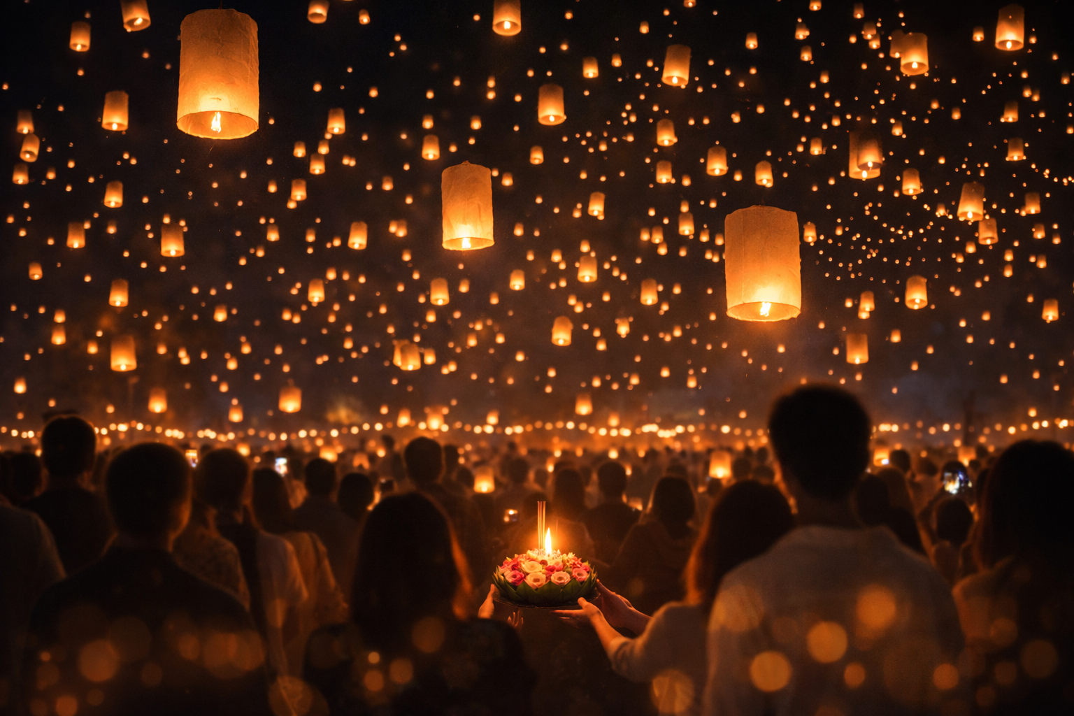 Yi Peng lantern sky bokeh